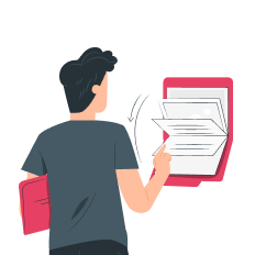 Teklif kataloğuna göz atan kişi